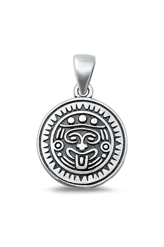 Sterling Silver Round Medallion Mayan Aztec Sun God Pendant Charm .925 New Jewelry Female Unisex