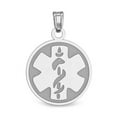 thumbnail image 1 of Sterling Silver Round Medical ID Charm or Pendant - Approx. 1-1/4 Inch X 1-1/4 Inch, 1 of 1