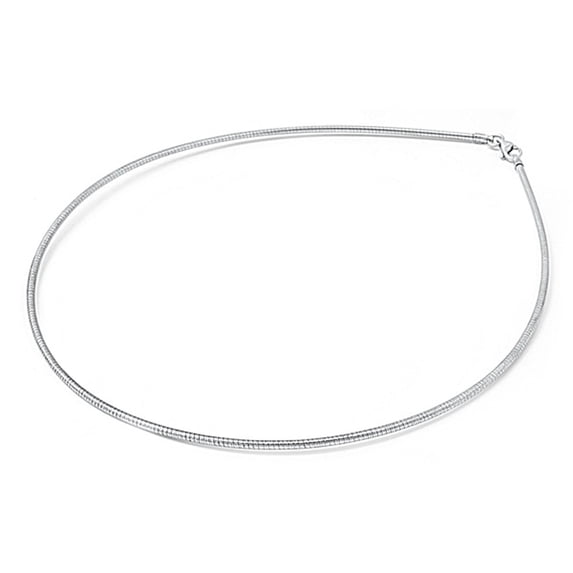 Sterling Silver Round Omega Snake Chain 2.2mm Solid 925 Italy Necklace 18" Jewelry Female Unisex