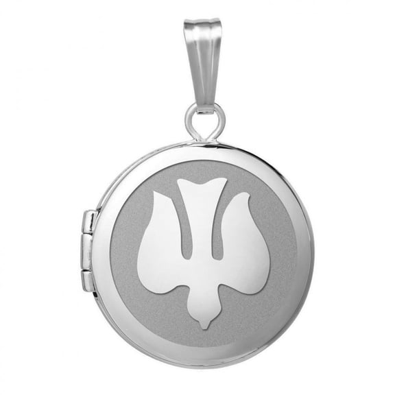 Sterling Silver Round Picture Confirmation "Holy Spirit" Locket - 1 in x 1 in