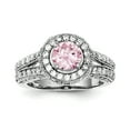 thumbnail image 1 of Sterling Silver Rhodium-plated Round Pink and White CZ Ring QR2865, 1 of 2