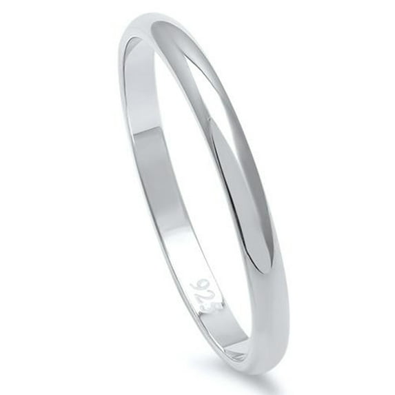 Sterling Silver Round Plain Bridal Band Ring 2MM Size 11