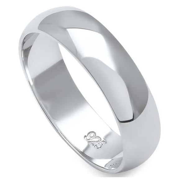Sterling Silver Round Plain Bridal Band Ring 5MM Size 8