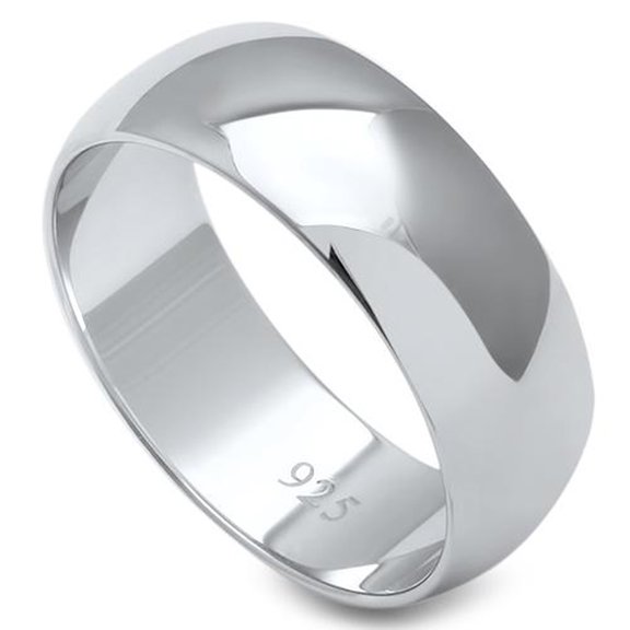 Sterling Silver Round Plain Bridal Band Ring 7MM Size 13