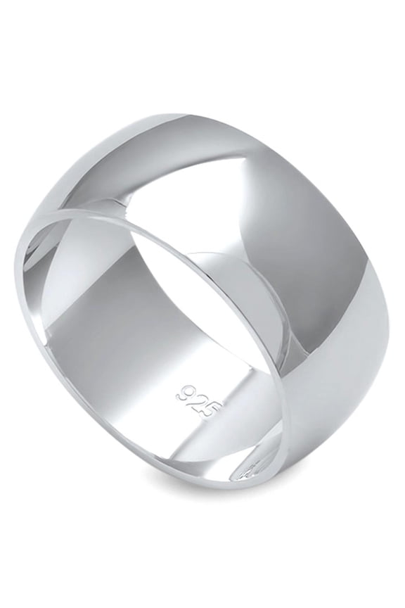 Sterling Silver Round Plain Bridal Band Ring 9MM Size 6