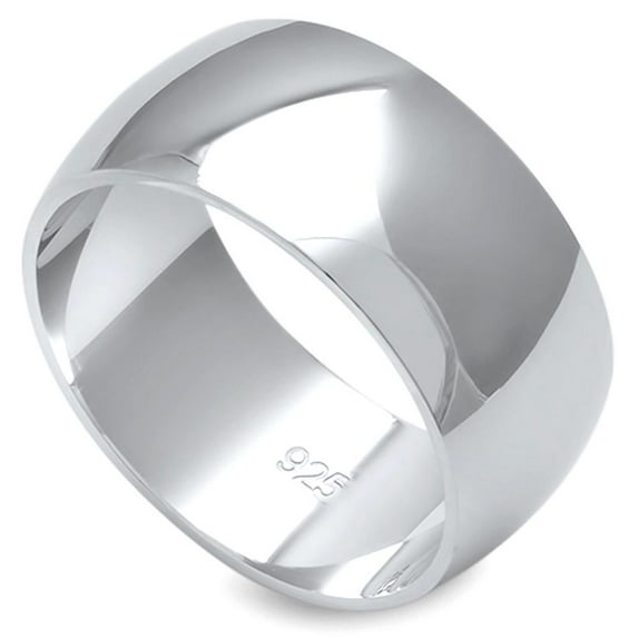 Sterling Silver Round Plain Bridal Band Ring 9MM Size 9
