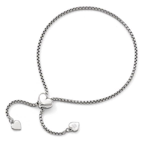 FJC Finejewelers Sterling Silver Round Rectangle Box Heart Adjustable Bracelet