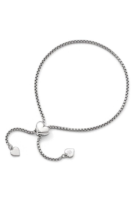 FJC Finejewelers Sterling Silver Round Rectangle Box Heart Adjustable Bracelet