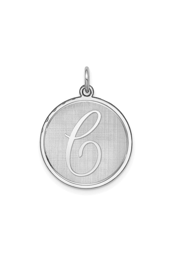 Sterling Silver Round Script C Initial Pendant Necklace, Monogram Charm Jewelry for Women or Unisex, Custom Alphabet Identity Accessory, Minimalist Personalized Style