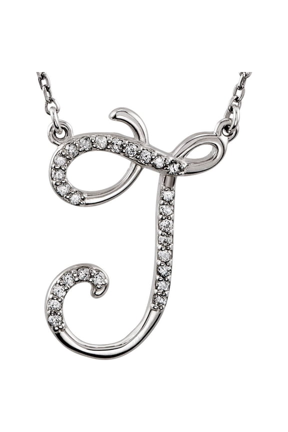 Sterling Silver Round Shape Diamond Initial J Necklace Fine Jewelry for Women Gifts for Her (20x15mm, 1/8 cttw, G-H, I2), 16"