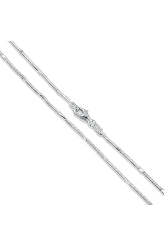 Sterling Silver Round Snake Flat Chain 1mm Solid 925 Italy Magic Necklace 18" Jewelry Female Unisex