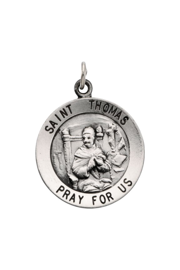 Sterling Silver Round St Thomas Pendant Medal 18.25 - 2.4 Grams