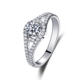 thumbnail image 1 of Sterling Silver Round Synthetic Moissanite Ring, D-E Color, 1 Carat Equivalent, 0.65cm Stone, Gift Box Included, 1 of 6