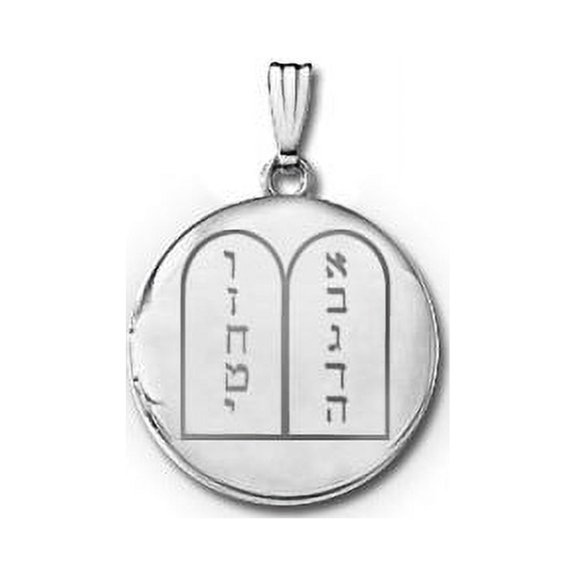 Sterling Silver Round "Ten Commandments" Picture Locket - 3/4 in X 3/4 in