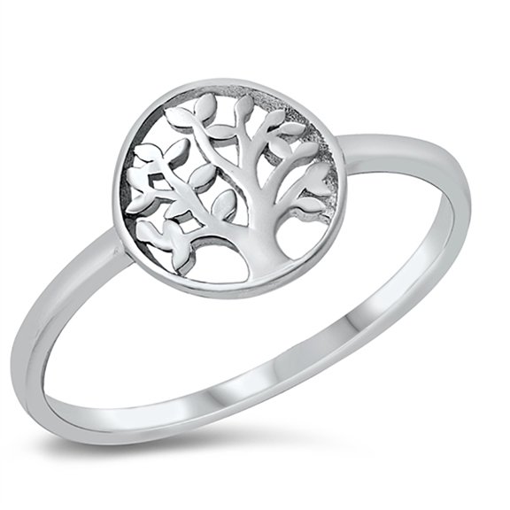 Sterling Silver Round Tree of Life Ring Size 6