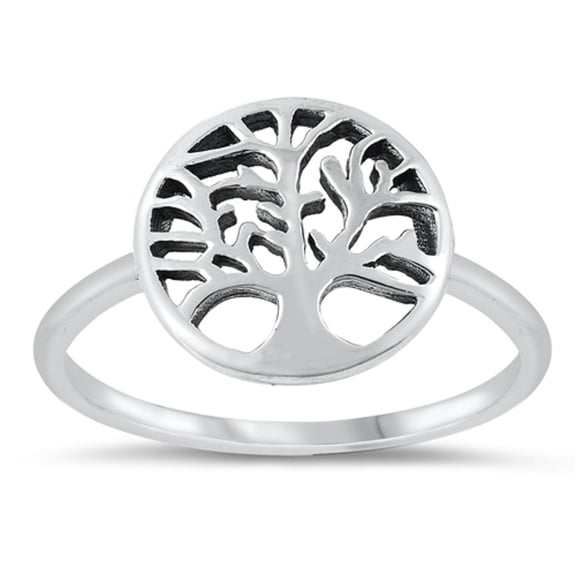 Sterling Silver Round Tree of Life Ring Size 9