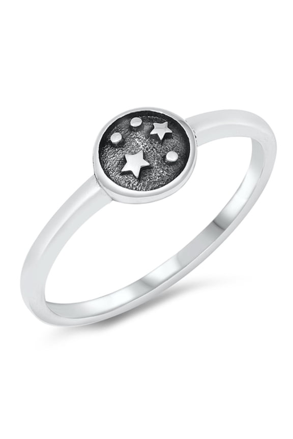 Sterling Silver Round Universe Ring Size 8