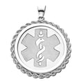 thumbnail image 1 of Sterling Silver Round W/ Rope Medical ID Charm or Pendant - 1-1/2 Inch X 1-1/2 Inch, 1 of 2