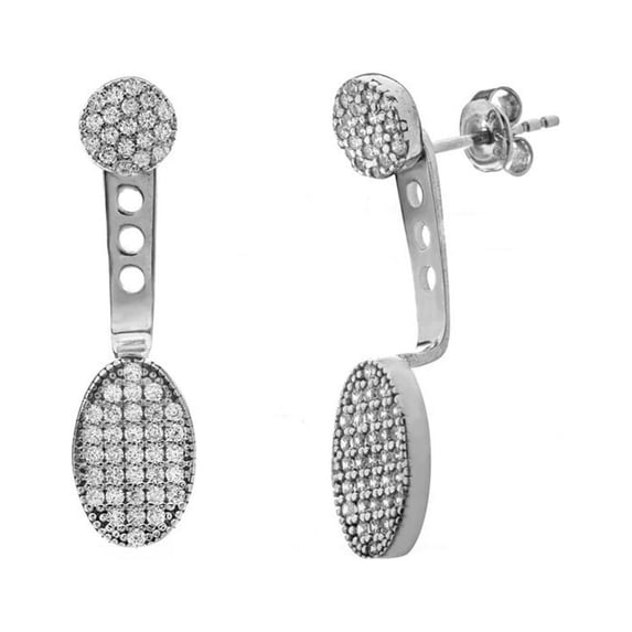 Sterling Silver Round White Cubic Zirconia Stud Earrings White Cubic Zirconia Oval Charm Earrings