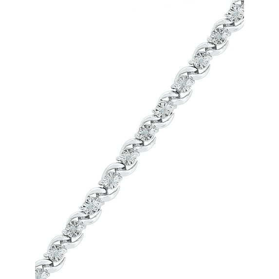 Sterling Silver Round White Diamond Fashion Bracelet (0.10 CTTTW)
