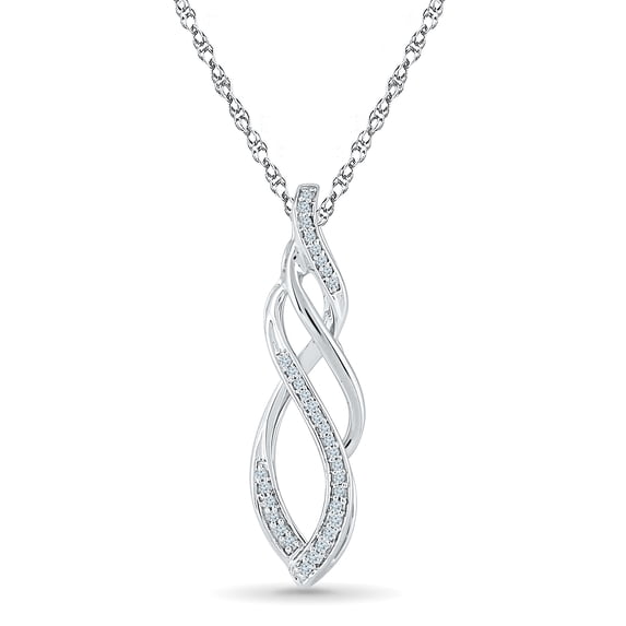 Sterling Silver Round White Diamond Fashion Pendant (0.12 CTTW)