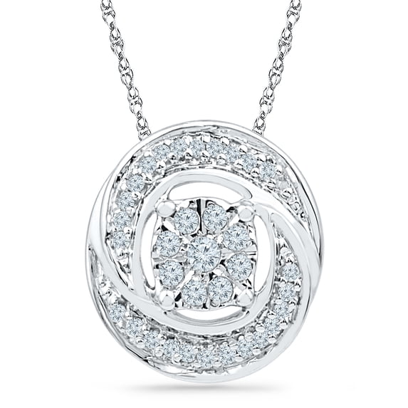 Sterling Silver Round White Diamond Fashion Pendant (0.16 CTTTW)