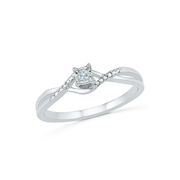 Sterling Silver Round White Diamond Fashion Ring (0.075 CTTW)