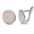 thumbnail image 1 of Sterling Silver Round White Simulated Opal Lever Back High Polished Earrings 925 New Jewelry Female, 1 of 3