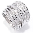 thumbnail image 1 of Sterling Silver Round White Zircon Multi Level Crossover Ring, 1 of 1
