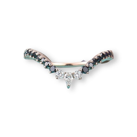 Sterling Silver Round and Pear Cut Cubic Zirconia Ring For Women