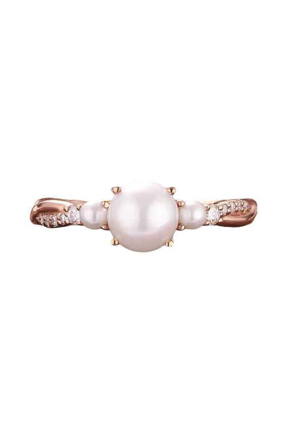 Sterling Silver Round cut Pearl Ring For Women