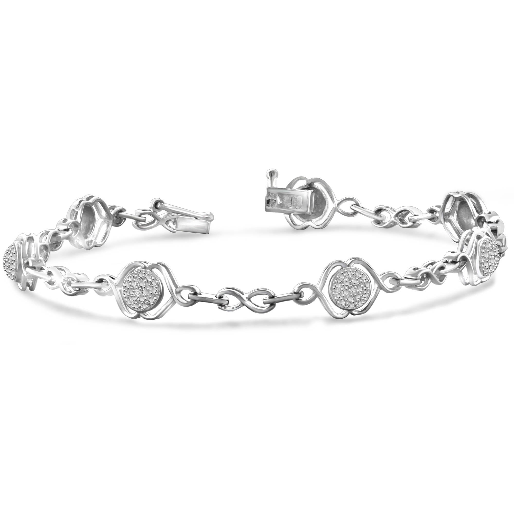 Sterling Silver Round-cut White Diamond Accent Bracelet