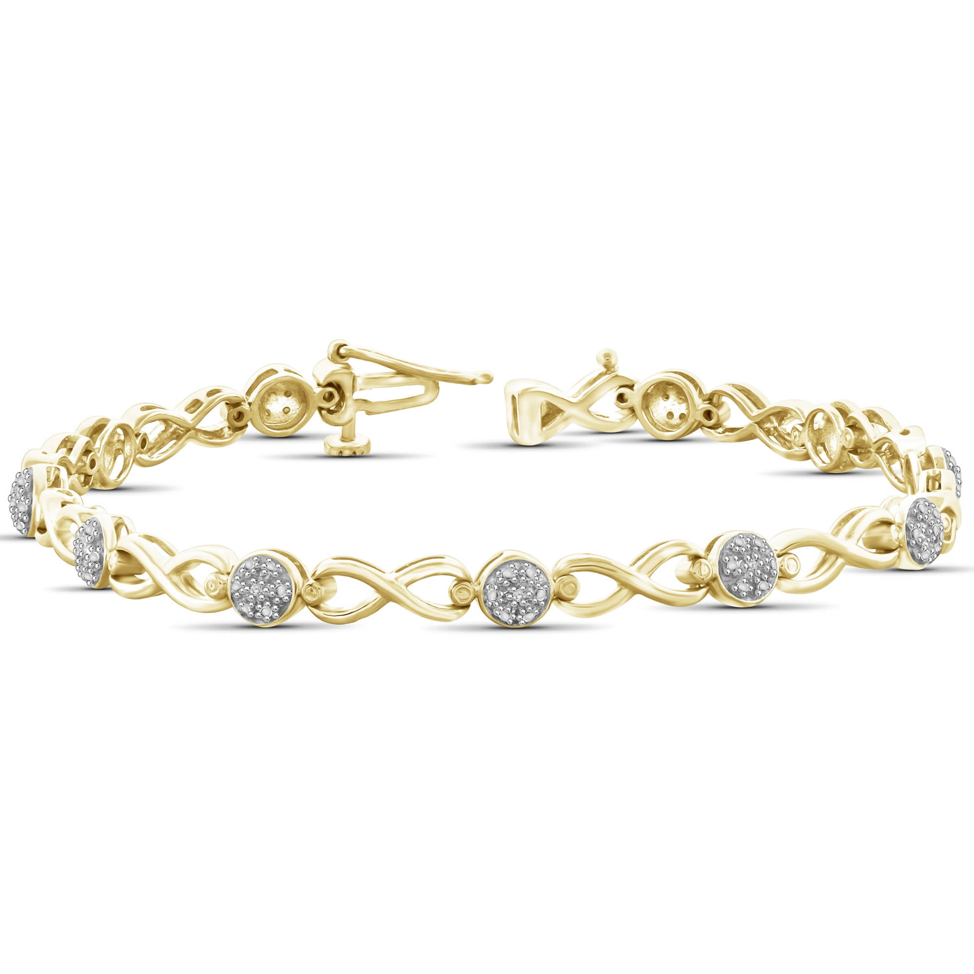 Sterling Silver Round-cut White Diamond Accent Infinity Bracelet