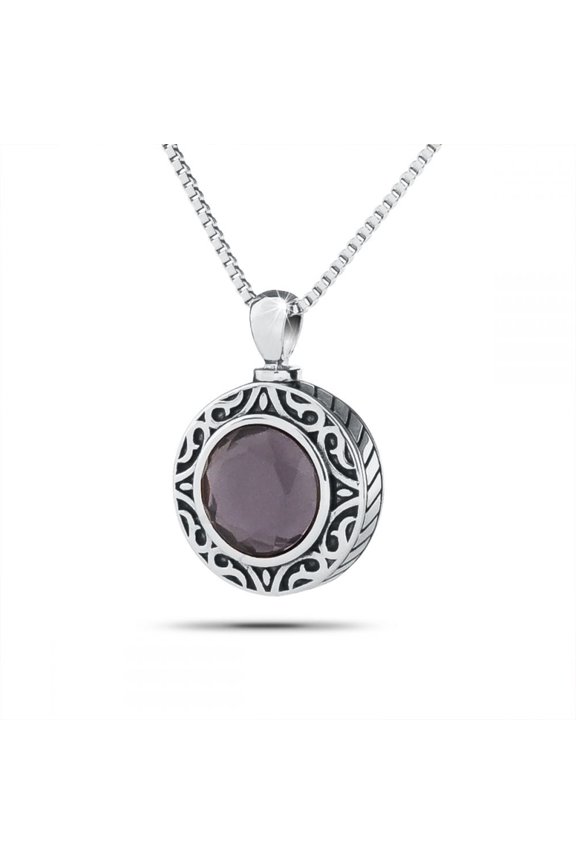 Sterling Silver Royal Gem Cremation 3/4 inch Pendant with 18 inch Necklace