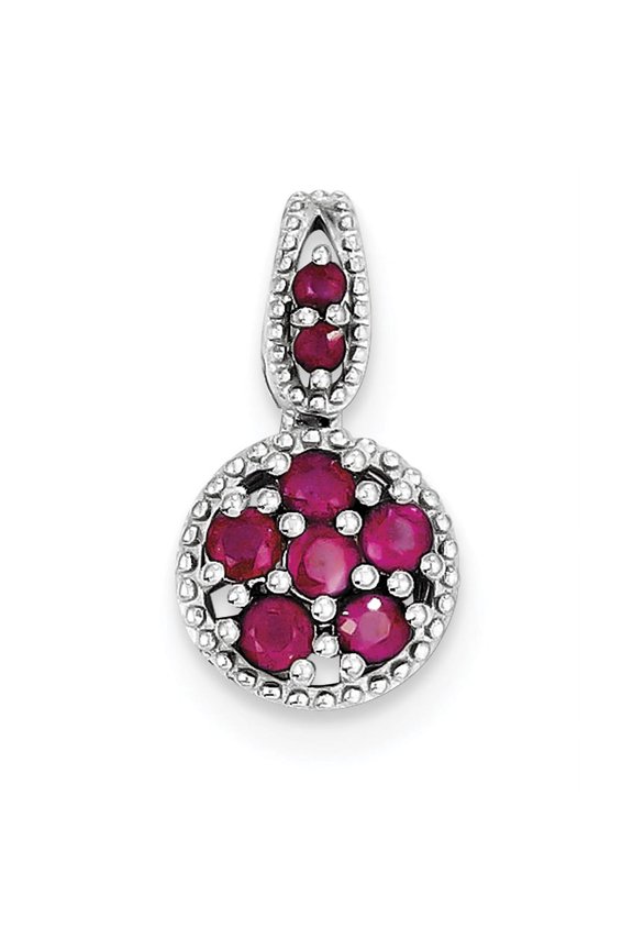 Sterling Silver & Ruby Circle Pendant Charm