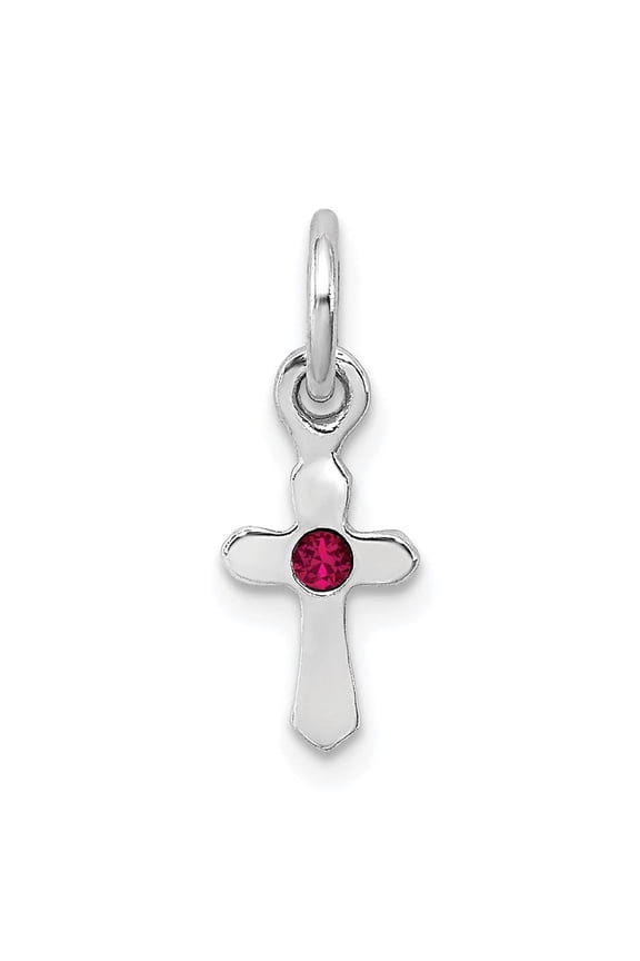 Sterling Silver Ruby Cross Pendant Necklace for Men and Women with Red Gemstone Accents Modern Faith Jewelry for Daily Wear Spiritual Style Symbol of Strength