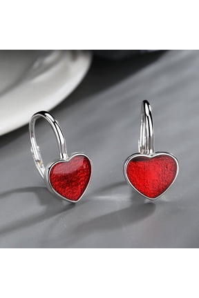 Sterling Silver Ruby Leverback Earrings