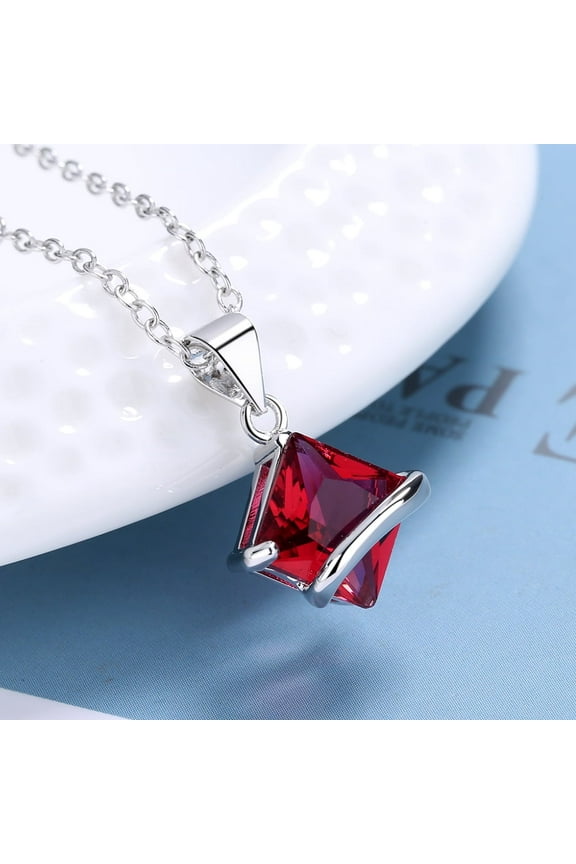 Sterling Silver Ruby Pendant Necklace