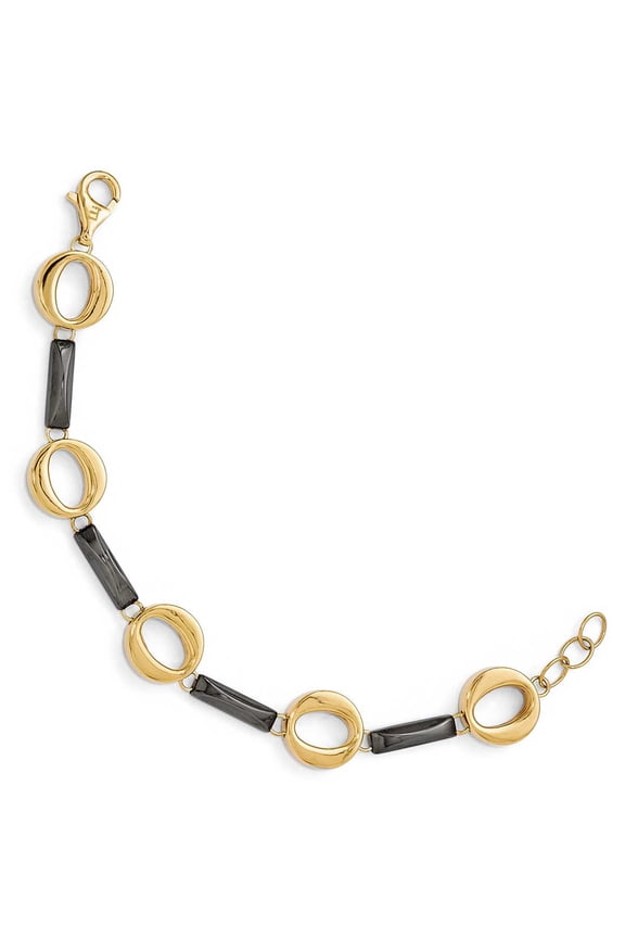 Finest Gold Sterling Silver Ruthenium & Gold-Tone Flash 24k Plated Bracelet