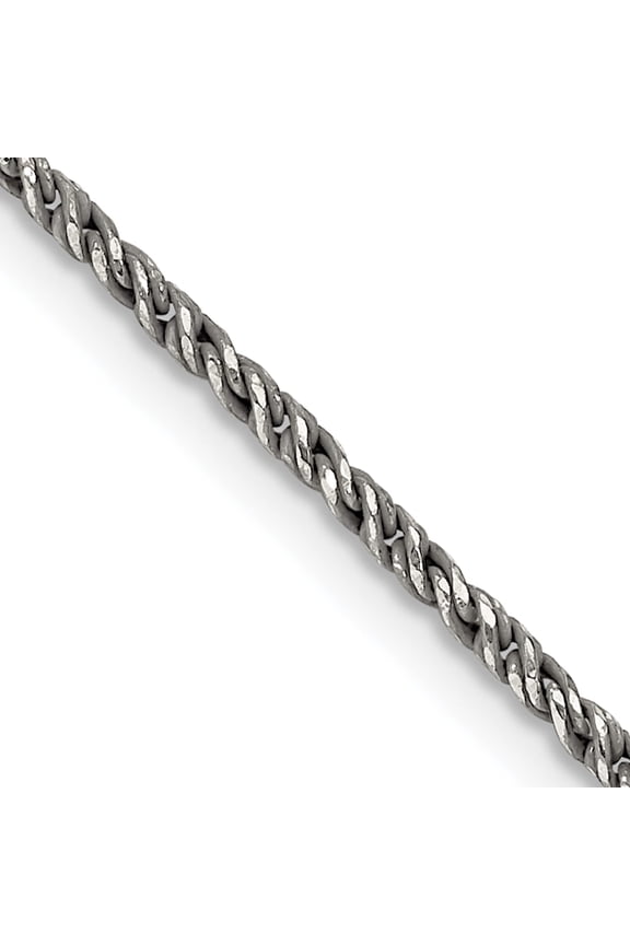 Sterling Silver Ruthenium-plated 1.7mm Twisted Tight Wheat Chain