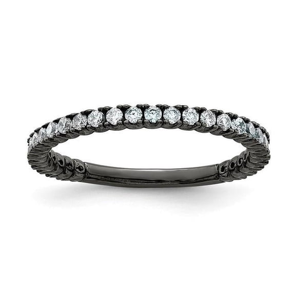 Sterling Silver Ruthenium-Plated 28 Stone CZ Ring, Polished - Size 5