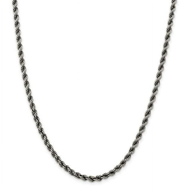 Sterling Silver Ruthenium Plated 4 mm 22 in. Rope Chain Walmart