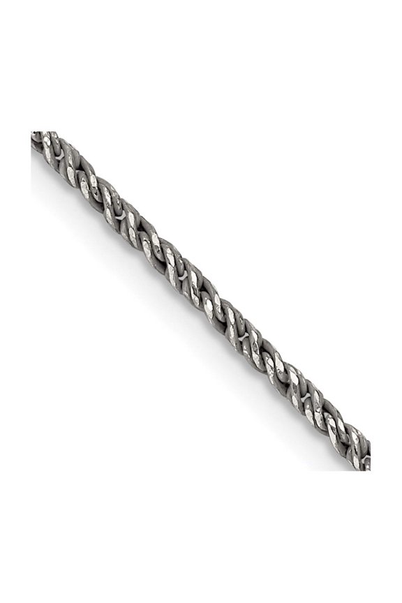Sterling Silver Ruthenium-plated 1.7mm Twisted Tight Wheat Chain (Weight: 5.63 Grams, Length: 18 Inches)