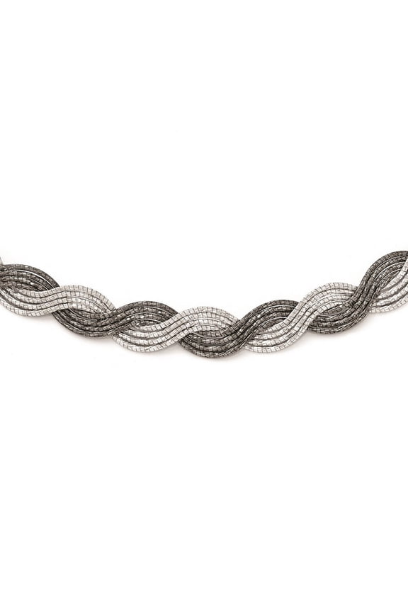 Sterling Silver Ruthenium-plated Diamond-cut Necklace