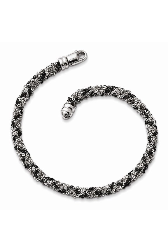 Sterling Silver Ruthenium-plated Twisted Bracelet - 7.0 Grams - 7.25 Inch - Measures 4mm Wide