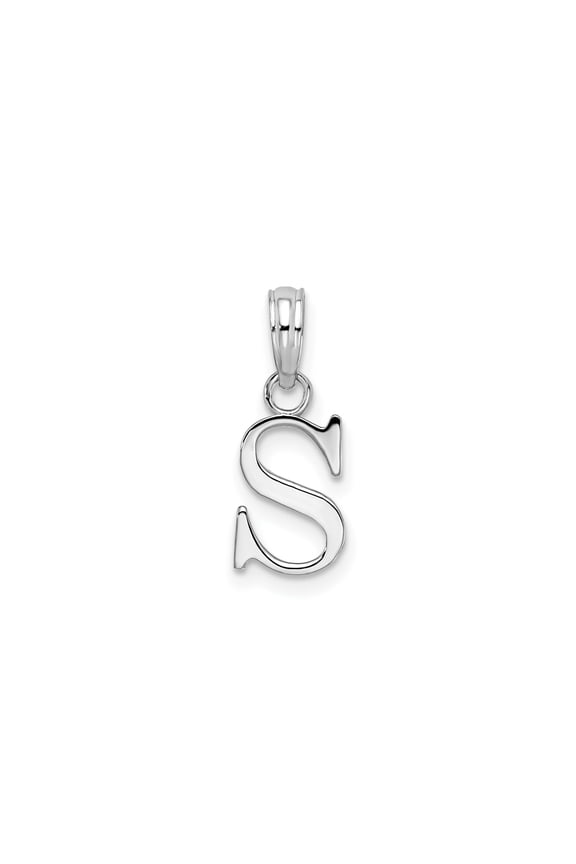 Sterling Silver S Initial Pendant Necklace, Polished Cursive Letter Charm for Women or Unisex, Script Monogram Alphabet Jewelry for Personalized Everyday Wear