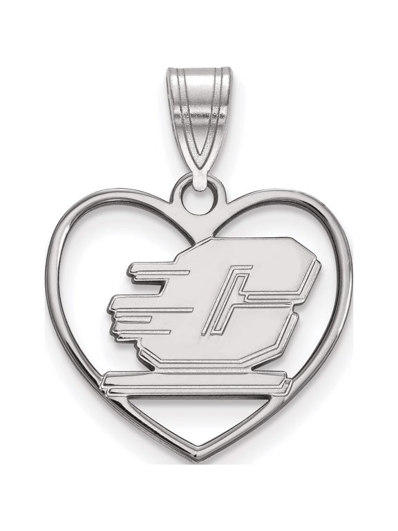 Sterling Silver Rhodium-plated LogoArt Central Michigan University Letter C Heart Pendant