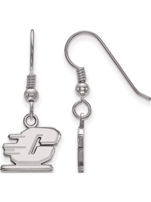 Sterling Silver Rhodium-plated LogoArt Central Michigan University Letter C Extra Small Dangle Wire Earrings