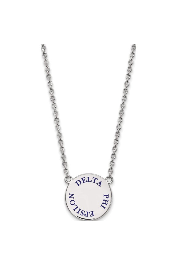 Sterling Silver S. Rh-P Logoart Delta Phi Epsilon Large Enl Pend With Necklace (18 X 19) Made In United States ss015dph-18