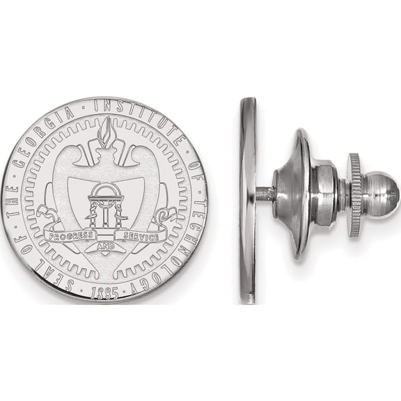 Jewelry by Sweet Pea Sterling Silver Rhodium-plated LogoArt Georgia Institute of Technology Crest Lapel Pin